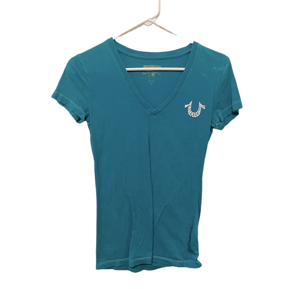 True Religion Horseshoe Logo Tee in Blue Green size Women’s XS